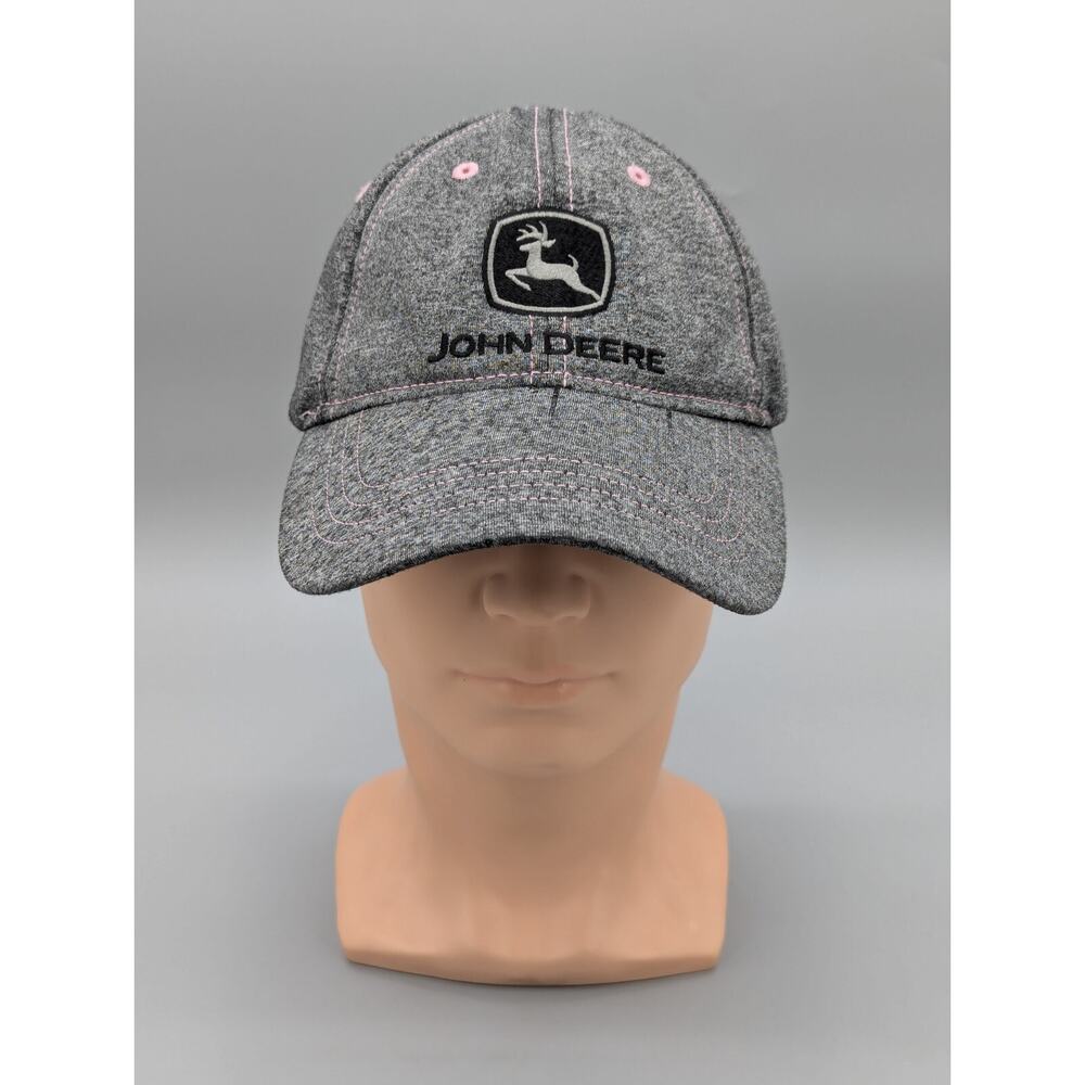 John Deere Youth Hat Heather Gray & Pink Adjustable Strap